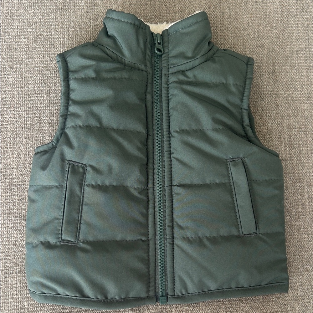 Carter's Olive Puffer Vest with Soft Lining